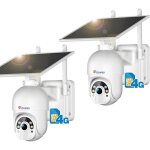 Lot de 2 camra surveillance 3g / 4g lte ctronics 2, 5k 4mp avec carte sim dtection humaine pir sirne ...
