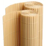 Lot de 2 canisses brise vue en pvc tube plat, cl�ture protection pour jardin terasse balcon coloris naturel ...