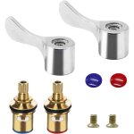 Lot de 2 cartouches de rechange avec ttes  levier en mtal - vannes de rechange 1 / 4 de tour pour ...