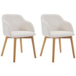 Vente - unique - lot de 2 chaises avec accoudoirs en velours c�tel� et bois d'h�v�a - cr�me - jelisa