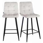 Lot 2 chaises de bar avec assise h. 75 cm en velours �cru - nami 2