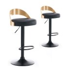 Paris prix - lot de 2 chaises de bar 'baron' 85cm noir & chne clair