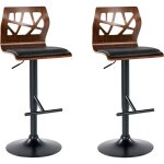 Lot de 2 chaises de bar en cuir pu pivotantes r�glables bois fonc� et noir petersburg ii