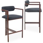 Cotecosy - lot de 2 chaises de bar design galilea m�tal effet bois fonc� et tissu anthracite