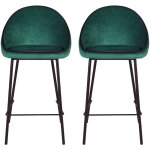 Lot de 2 chaises de bar h65 cm en tissu vert canard - abaya