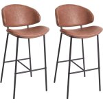 Lot de 2 chaises de bar moderne contemporain pieds en métal dossier incurvé sans accoudoirs en cuir pu ... Lot de 2 chaises de bar moderne contemporain pieds en métal dossier incurvé sans accoudoirs en cuir pu ...