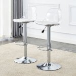 Lot de 2 chaises de bar en r�glable 81, 8?99 cm ? dossier transparent, assise pivotante 360�, repose ...