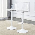Lot de 2 chaises de bar en r�glable 81, 8?99 cm ? dossier transparent, assise pivotante 360�, repose ...