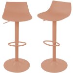 Lot de 2 chaises de bar r�glables en plastique et m�tal h58 - 79cm - terracotta - heribo