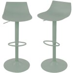 Lot de 2 chaises de bar r�glables en plastique et m�tal h58 - 79cm - vert - heribo