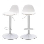 Lot de 2 chaises de bar r�glables en simili et m�tal h61 - 83cm - blanc - tebar
