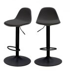 Lot de 2 chaises de bar r�glables en simili et m�tal h61 - 83cm - noir - tebar