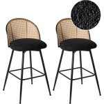 Beliani - lot de 2 chaises de bar retro en bouclé et métal 99 cm siège pivotant à 360° dossier tresse ... Beliani - lot de 2 chaises de bar retro en bouclé et métal 99 cm siège pivotant à 360° dossier tresse ...