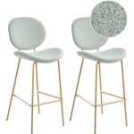 Lot de 2 chaises de bar rtro en boucl avec pieds en fer meuble de salle  manger vert clair luana