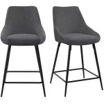 Lot 2 chaises de bar tissu anthracite et pieds en mtal noir - jazzy 2
