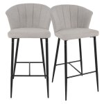 Lot 2 chaises de bar tissu gris clair avec pi�tement m�tal ? montreal