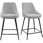 Lot 2 chaises de bar tissu gris et pieds en mtal noir - jazzy 2