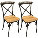 M&s - lot de 2 chaises bistrot 41x41x90 cm en bois et structure en fer noir