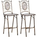 Beliani - lot de 2 chaises de bistrot extrieur pliables en mtal vieilli noir bormio