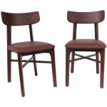 Lot de 2 chaises bois d'hévéa et assise simili cuir marron. vintage. l 43. 5 x p 48 x h 81cm noyer / ... Lot de 2 chaises bois d'hévéa et assise simili cuir marron. vintage. l 43. 5 x p 48 x h 81cm noyer / ...