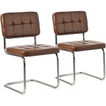 Happy garden - lot de 2 chaises cantilever en simili marron maria
