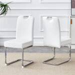 Lot de 2 chaises en cuir pu, dossier haut ergonomique, base m�tal en u, chaises de bureau et salle � ...