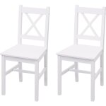 Dcoshop26 - lot de 2 chaises de cuisine design rustique en bois de pin blanc 040007353