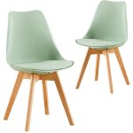 Lot de 2 chaises de cuisine rtro rembourre chaise de salle de bureau, pieds en bois de htre massif ...