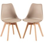 Lot de 2 chaises de cuisine r�tro rembourr�e chaise de salle de bureau, pieds en bois de h�tre massif ...
