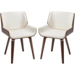 Lot de 2 chaises design vintage bois aspect noyer pu tissu