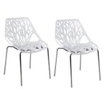 Lot de 2 chaises empilables blanches avec pieds mtal chrom - timber