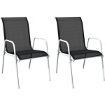 Design in - lot de 2 chaises empilables de jardin, sige de terrasse chaise d'extrieur acier et textilne ...
