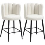 Lot de 2 chaises hautes tabourets de bar avec repose - pieds acier tissu effet laine boucle hauteur ...