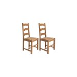 Lot de 2 chaises en htre chne clair assise paille - curva