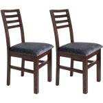 Lot de 2 chaises en hêtre chêne foncé assise tissu gris - louise Lot de 2 chaises en hêtre chêne foncé assise tissu gris - louise