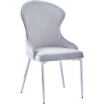 Lot 2 chaises salle � manger hilton velours gris pieds chrome