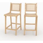Lot de 2 chaises pour lot central en teck et cannage rotin 66, 5 cm - kyla