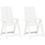 Lot de 2 chaises inclinables de jardin?si�ge de terrasse chaise d'ext�rieur plastique blanc cfw575003 ...