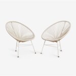 Sklum - lot de 2 chaises de jardin en acier et osier synth�tique new acapulco tapioca beige