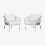 Sklum - lot de 2 chaises de jardin aradina en fer et polypropyl�ne beige lin
