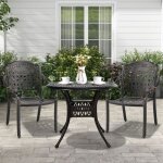 Lot de 2 chaises de jardin empilable en aluminium coul� fauteuil de jardin avec pieds r�glables et si�ge ...