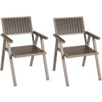 Décoshop26 - lot de 2 chaises de jardin extérieur en aluminium aspect bois structure gris champagne 040007302 ... Décoshop26 - lot de 2 chaises de jardin extérieur en aluminium aspect bois structure gris champagne 040007302 ...