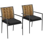 Lot de 2 chaises jardin ext�rieur noires 57x58x87 cm - design moderne et r�sistance aux intemp�ries - ...