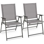 Design in - lot de 2 chaises de jardin pliantes textilène métal charge 150kg verrouillage sécurité gris ... Design in - lot de 2 chaises de jardin pliantes textilène métal charge 150kg verrouillage sécurité gris ...