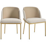 Lot de 2 chaises - lin et simili cuir - pieds en m�tal ? style contemporain - beige + kaki