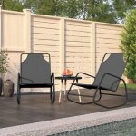 Lot de 2 chaises longue bain de soleil transat de relaxations � bascule gris acier et textil�ne cfw417536 ...