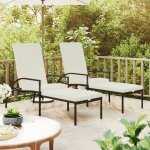 Design in - lot de 2 chaises longue bain de soleil transat de relaxations avec repose - pied rsine tresse ...