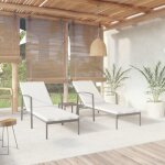 Design in - lot de 2 chaises longue bain de soleil transat de relaxations avec table r�sine tress�e noir ...