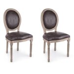 M&s - lot de 2 chaises mdaillon 48x46x96 cm naturel et noir - medila