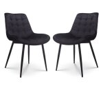 Kosmi - lot de 2 chaises modernes en tissu velours couleur noire avec pieds en m�tal